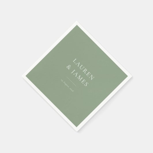 Simple Classic Couples Name & Date Wedding Servet (Hoek)