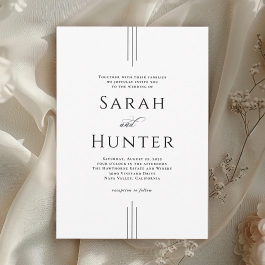Simple Classic Elegant Typography Wedding Kaart