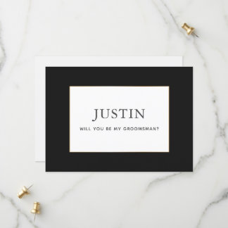 Simple Classic Gold Serez-Vous Ma Carte Groomsman