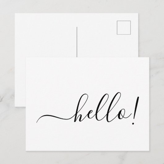 Simple Classic Hello Postcard with Clean White Des Briefkaart (Voorkant / Achterkant)