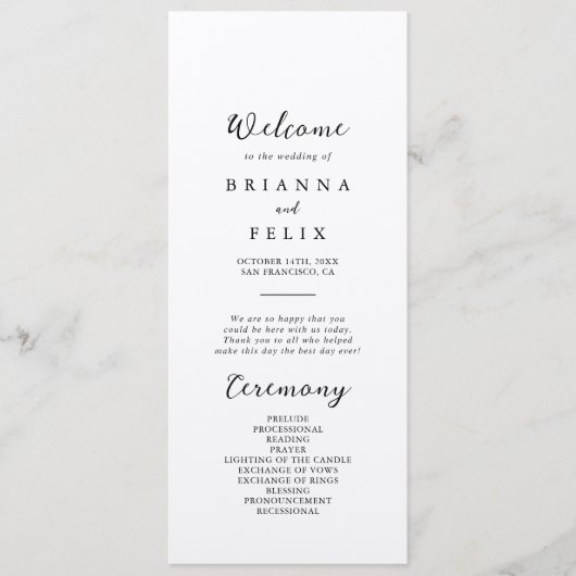 Simple Classic Kraft Wedding Program Programma (Voorkant)
