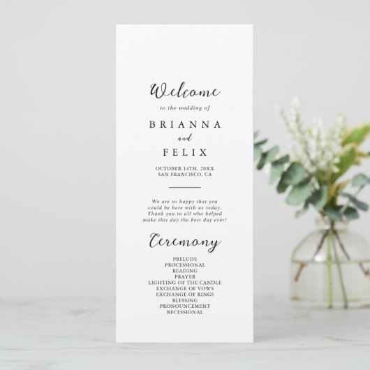 Simple Classic Kraft Wedding Program Programma (Staand voorkant)