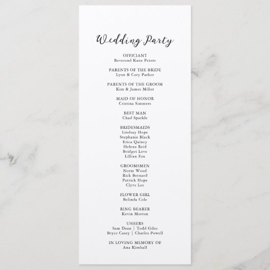 Simple Classic Kraft Wedding Program Programma (Achterkant)