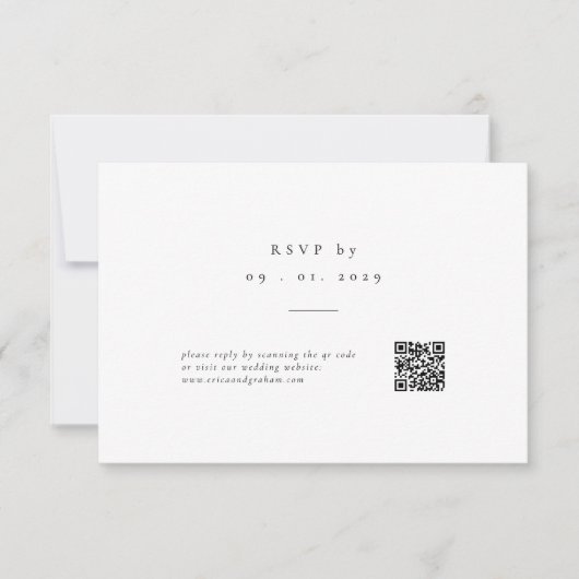 Simple Classic QR Code Wedding RSVP Card (Devant)