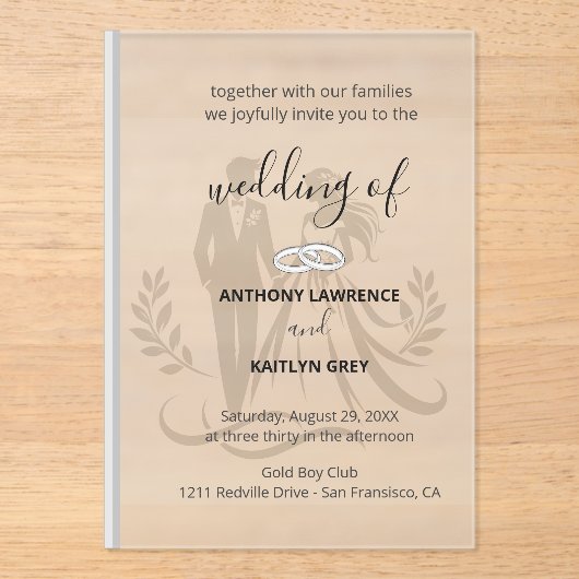Simple Classic Wedding Invitation – Customizable Acryl Uitnodigingen (Voorkant)