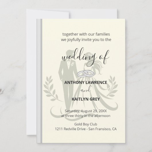 Simple Classic Wedding Invitation – Customizable Kaart (Voorkant)