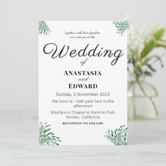 Simple Classique Élégant Mariage Invitation (Debout devant)