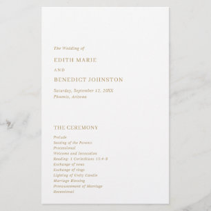 Simple Classique Élégant Or Programme de Mariage M