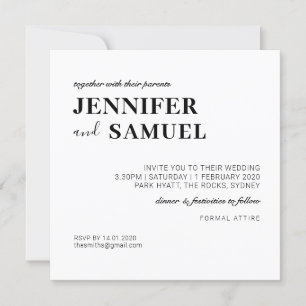 Simple classique Faire-part de mariage noir et bla