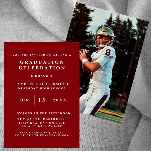 SIMPLE CLASSIQUE FORMAL PHOTO DIPLÔMÉE INVITATION