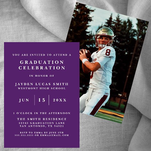 SIMPLE CLASSIQUE FORMAL PHOTO DIPLÔMÉE INVITATION