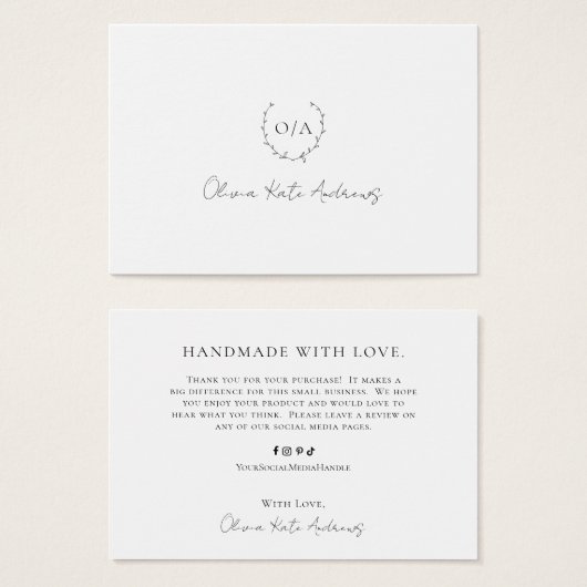 Simple classique Monogramme Wreath Élégant (Devant & derrière)