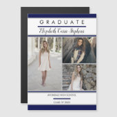 Simple Classy 3Photo Blue |Witte Afstuderen (Voorkant / Achterkant)