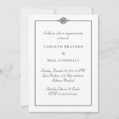 Simple Classy Black White Engagement Party Kaart (Voorkant)