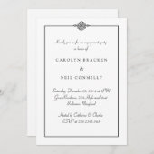 Simple Classy Black White Engagement Party Kaart (Voorkant / Achterkant)