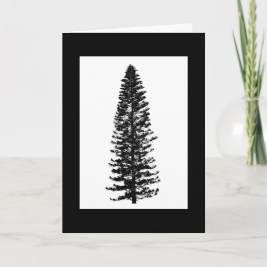 Simple Classy Pine Tree Black & White Note Card Kaart (Voorkant)