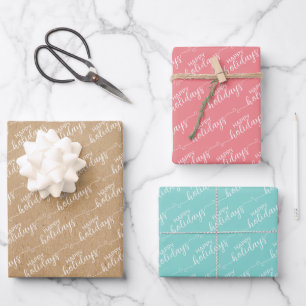 Simple Classy Prettige feestdagen Greeting Wish Wr Inpakpapier Vel