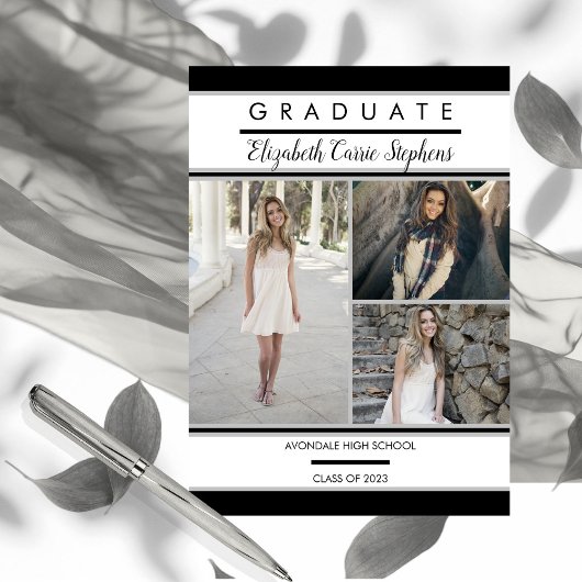 Simple Classy Three Photo Black | Witte Afstuderen