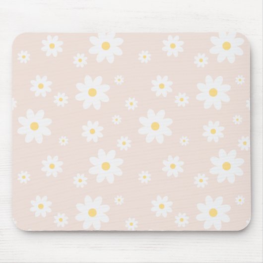 Simple Classy White Daisy Floral Muismat (Voorkant)