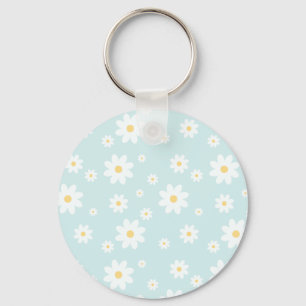 Simple Classy White Daisy Floral Sleutelhanger