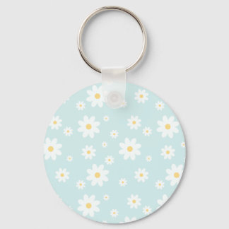 Simple Classy White Daisy Floral Sleutelhanger