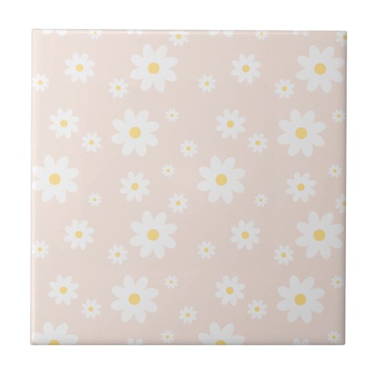 Simple Classy White Daisy Floral Tegeltje (Voorkant)