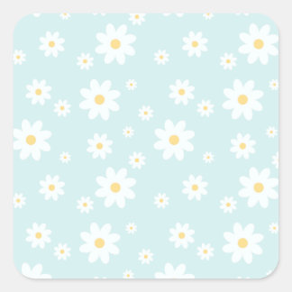 Simple Classy White Daisy Floral Vierkante Sticker