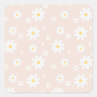Simple Classy White Daisy Floral Vierkante Sticker