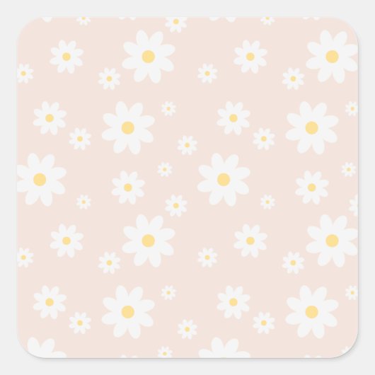 Simple Classy White Daisy Floral Vierkante Sticker (Voorkant)