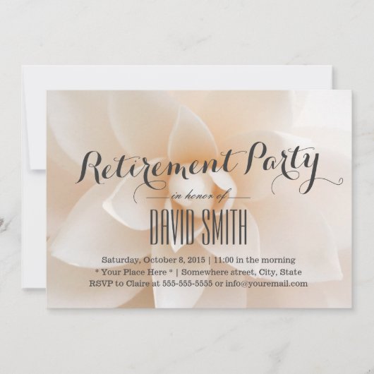 Simple Classy White Floral Retirement Party Kaart (Voorkant)