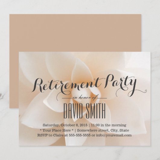 Simple Classy White Floral Retirement Party Kaart (Voorkant / Achterkant)