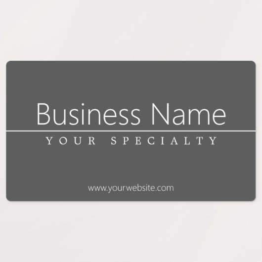 Simple Classy White Text on Grey Waterproof Labels (Design 1)