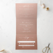Simple Clay Terracotta & Blush Pink Ombre Wedding Drieluik Uitnodiging (Binnen)