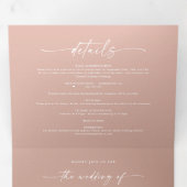 Simple Clay Terracotta & Blush Pink Ombre Wedding Drieluik Uitnodiging (Binnenzijde eerst)