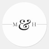 Simple Clean Black Line Monogram Wedding Favor Ronde Sticker (Voorkant)