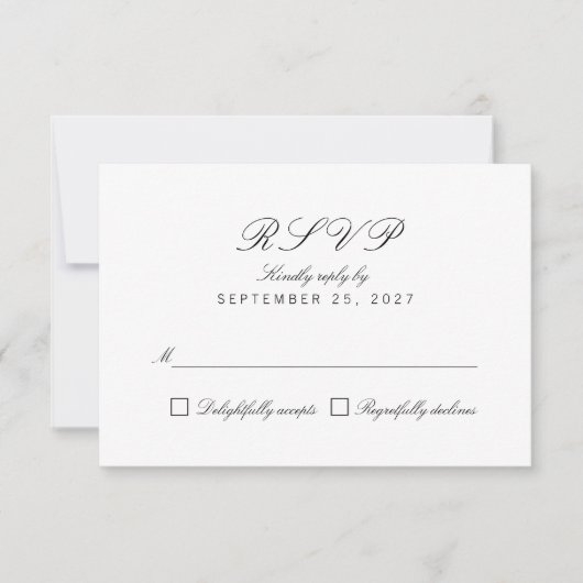Simple Clean Chic Elegant White Response RSVP-kaar RSVP Kaartje (Voorkant)