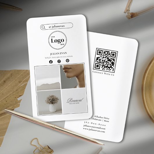 Simple Clean Instagram Photo Collage Carte de visi