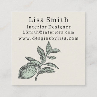 Simple Clean Lemon Business Card Vierkante Visitekaartje