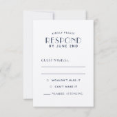 Simple Clean Minimal Ecru Marine Wedding Cartes RS (Devant)