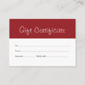 Simple Clean Red White Beauté Certificat cadeau (Devant)