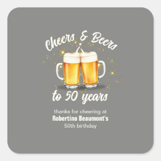 Simple Clinging Glasses Cheers Beers to 50 Years Vierkante Sticker