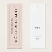 Simple Clothing  Blush Hanging display Price Tag (Devant & derrière)