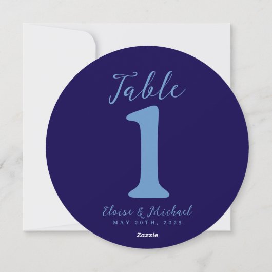 Simple Coastal Blue Wedding Table Number Feestdagenkaart (Achterkant)