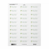 Simple Coastal Green Palm Tree Beach Club Address Etiket (Full Sheet)