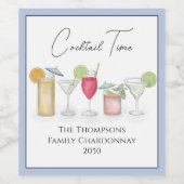 Simple Cocktail Drink Waterverf Whimsical Fun Wijn Etiket (Enkel label)