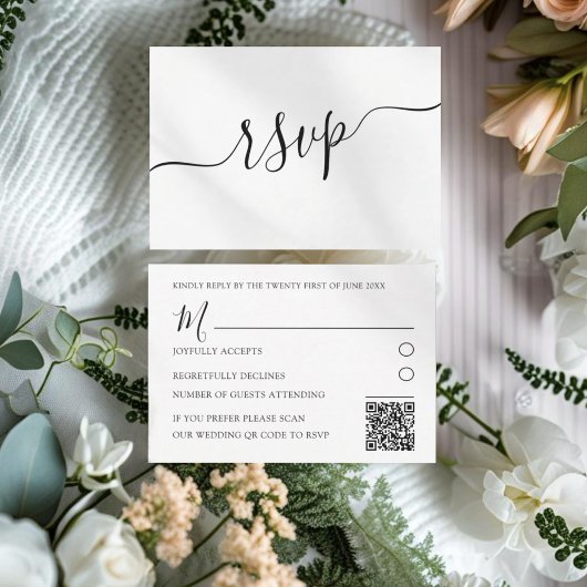 Simple Code QR Mariage en Noir et Blanc RSVP