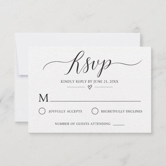 Simple Code QR Mariage Réponse Noir & Blanc (Devant)