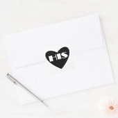 Simple coeur noir blanc son autocollant étiquette (Enveloppe)