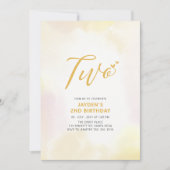 Simple cœurs jaunes deux 2e invitation d'anniversa (Devant)