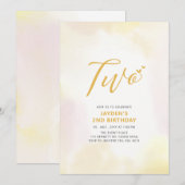 Simple cœurs jaunes deux 2e invitation d'anniversa (Devant / Derrière)